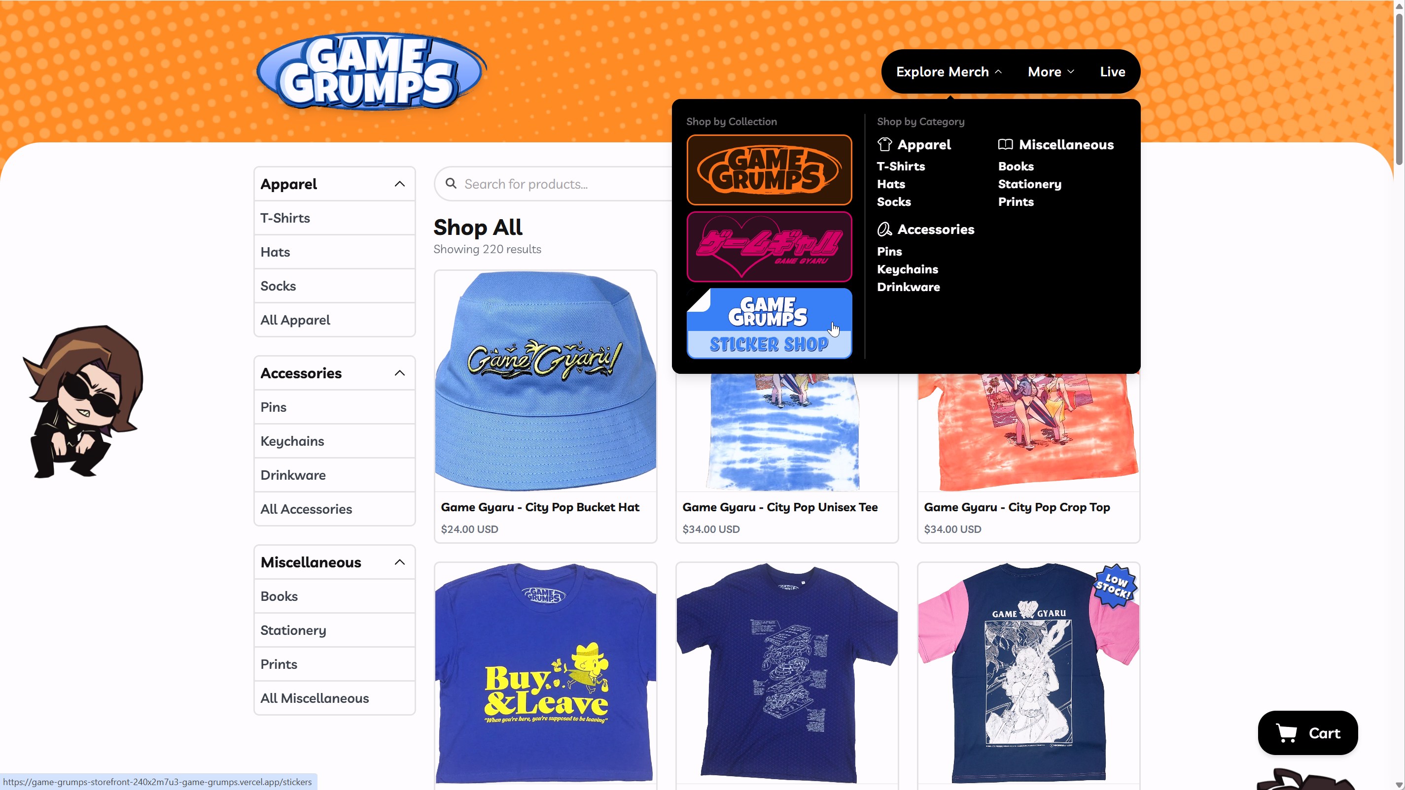 The new Game Grumps merch store.